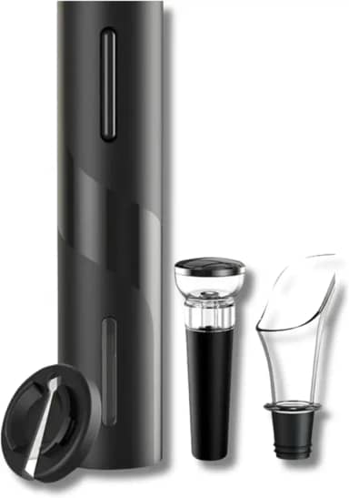 Kit Abridor de Vinho Elétrico Recarregável USB, com Cortador de Papel Alumínio, Derramador de Vinho e Rolha à Vácuo, Saca-rolhas Automático, Ótima Opção de Presente, Qualidade Premium