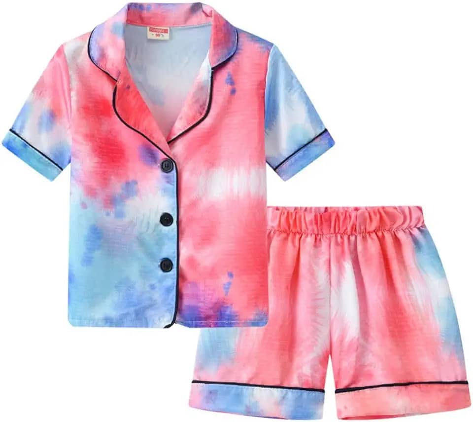 Roupas femininas tie dye de manga curta + shorts, camiseta infantil de verão para 3 a 9 anos