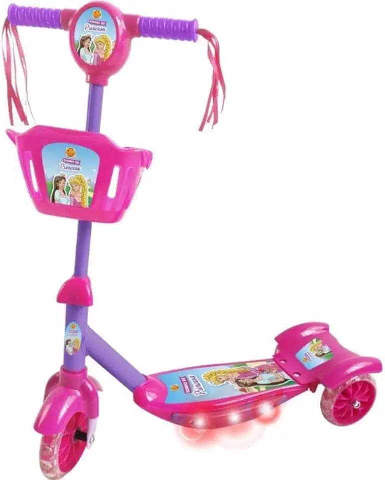 DM Toys Patinete Infantil Ajustável com Cesta até 35kg Sonho de Princesa Roxo
