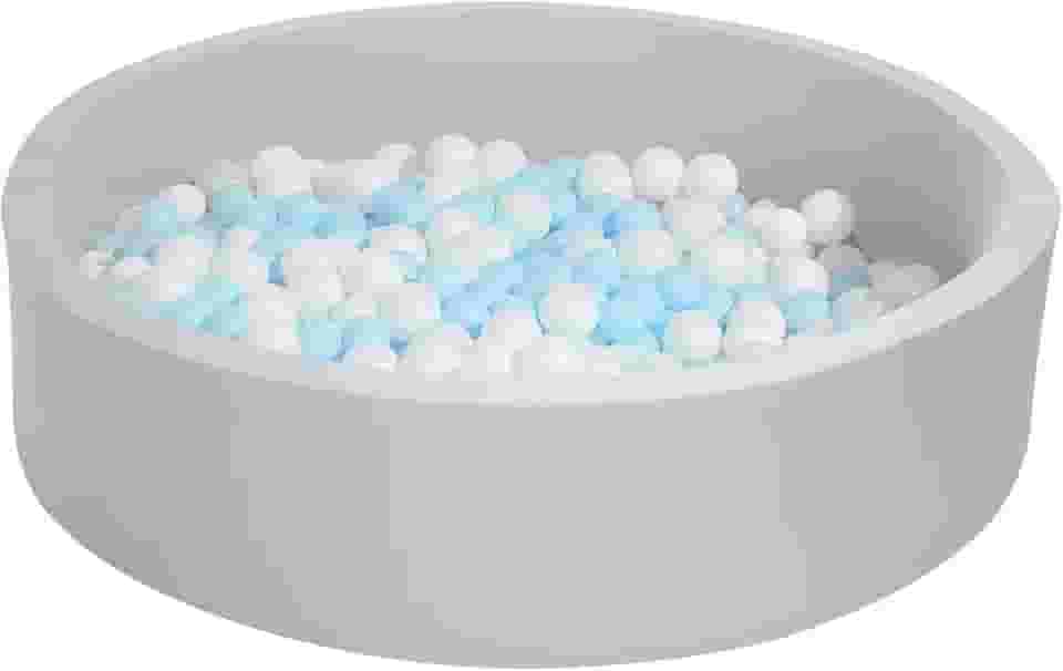 Piscina de bolas macia extra grande para crianças, piscina de espuma de 129,5 x 30 cm para bebês e crianças, bola redonda macia para crianças, crianças, piscina de espuma de memória interna, bola redonda sem bolas - cinza