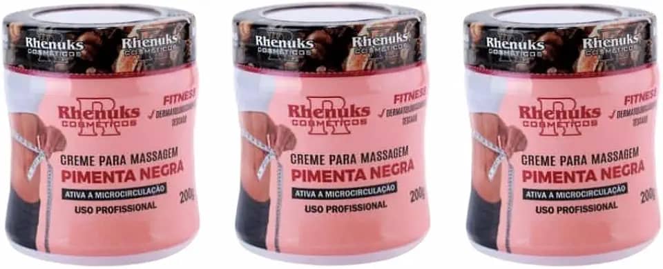 Kit 3 Creme Gel Pimenta Preta Redutor Medidas Celulites Estrias Queimador De Gordura