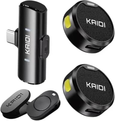 Microfone de Lapela Sem Fio Bluetooth AGold Premium – Kit com 2 Microfones, Redução de Ruído, 10h de Bateria, Conexão USB-C Automática – Compatível com iPhone, Android, PC e Câmeras