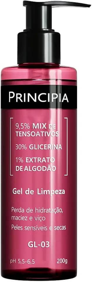 PRINCIPIA, Gel de Limpeza Facial Hidratante 9,5% Tensoativos + 30% Glicerina + 1% Extrato de Algodão GL-03 com 200g