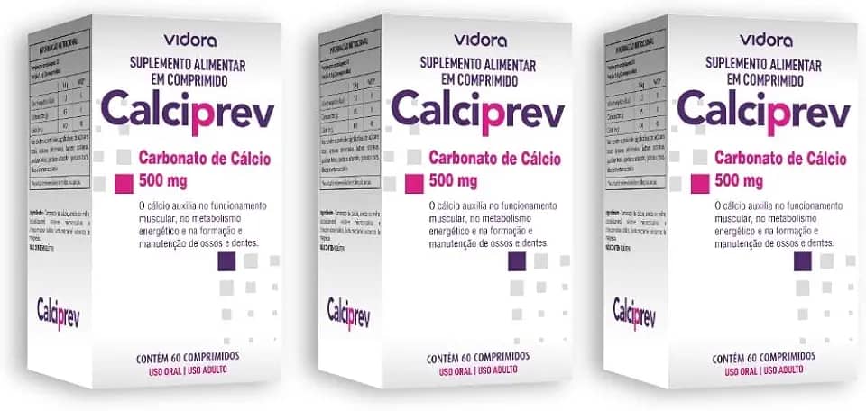 3 Calciprev - Carbonato de Cálcio 500mg - Saúde Óssea - 180 comprimidos