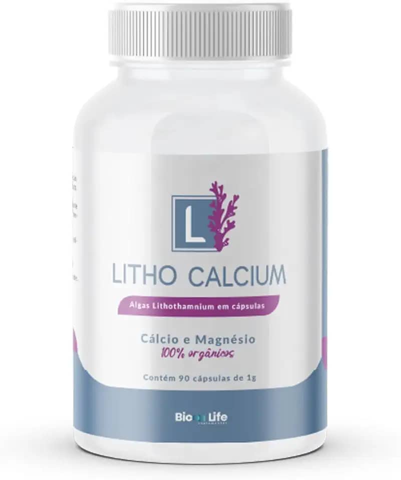 Litho Calcium – Cálcio Magnésio Premium Algas Marinhas Lithothamnium - 72 Minerais Biodisponíveis Anti-idade Ossos Fortes Energia Vitalidade 90 Cápsulas Vegetais
