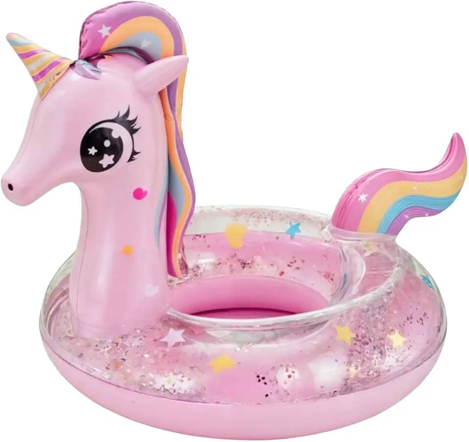 Boia Unicórnio Infantil 70cm Piscina Bebê – Bote Inflável para Crianças de 1 a 3 Anos