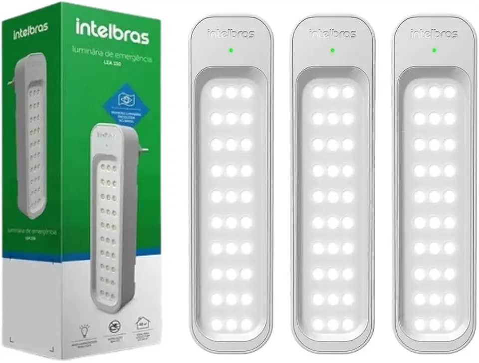 Kit 3 Luminárias De Emergência 30 LEDs Intelbras Lea 150 Bivolt
