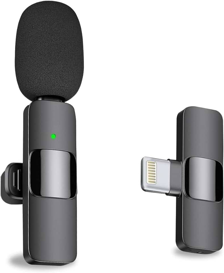 MAYBESTA — minimicrofone sem fio 2 em 1 para iPhone, iPad, celular Android com Bluetooth para gravação de vídeo, USB-C, para YouTube, Tiktok, podcasts, vlogs