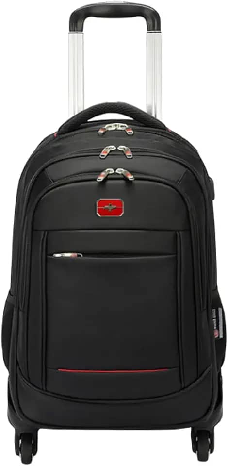 TOKSHOP Mochila de Rodinhas Reforçada Compartimento Especial para Notebook 18 Polegadas Universitária Executiva Escolar ou Viagem Acabamento Resistente Qualidade Premium