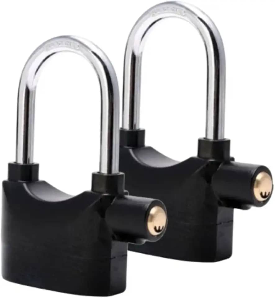 Kit 2 Cadeado Com Alarme Antifurto Sonoro, 3 Chaves De Segurança Inclusas - Ideal para Bicicleta, Moto, Portas, Garagem