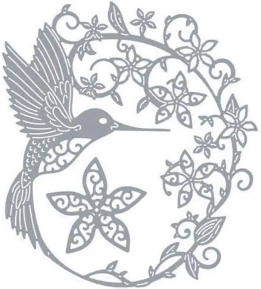 Molde de estêncil em relevo de folhas de flores de pássaros prateados para fazer álbuns de fotos faça-você-mesmo para fazer álbuns de fotos, artesanato, cortes decorativos