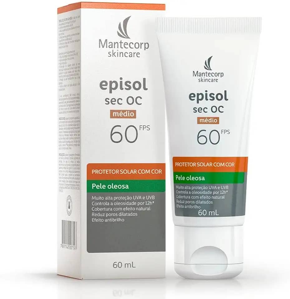 Mantecorp Skincare Protetor Solar Episol Sec Oc FPS 60 Médio 60ML, medio