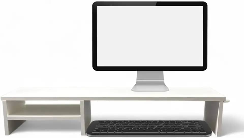 Suporte Para Monitor Elevado Mesa Home Office Setup Gamer Organizador MDF 80cm (Branco)