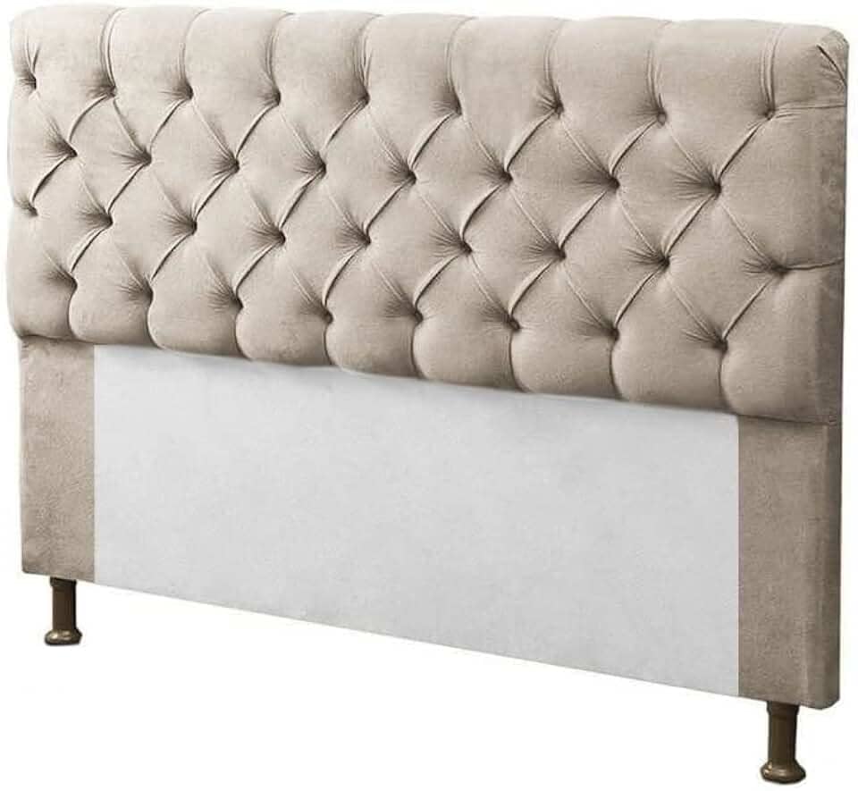 Cabeceira para Cama Box Casal 140cm Mirage c/Capitonê Suede Bege - Dl Decor