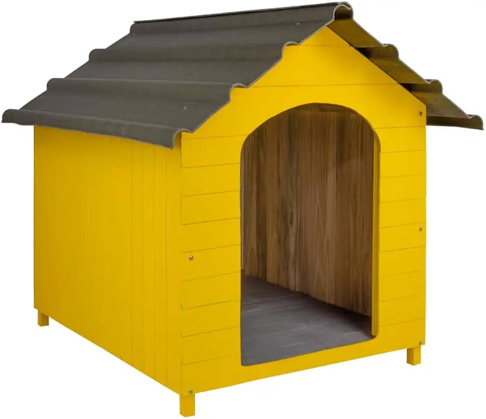 Casa Casinha De Cachorro Telhado Ecológico Extra Gigante N7 (Amarela)