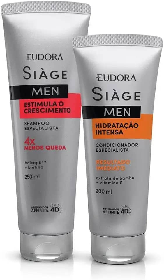 Eudora Kit Siàge Men: Shampoo Estimula o Crescimento 250ml + Condicionador Hidratação Intensa 200ml