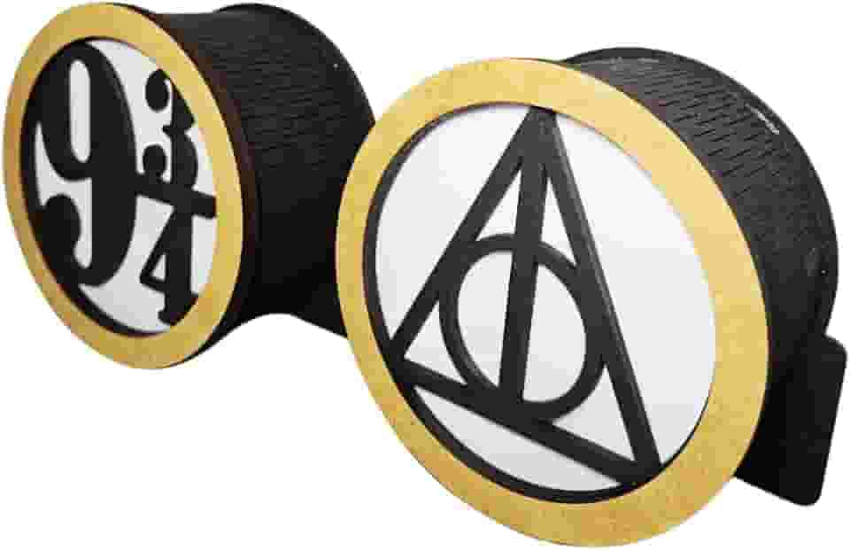 Kit 2 Luminária Geek Harry Potter- Insígnia da Morte - Plataforma 9 3/4 Presentear Fã Harry o Mago HP Alohomora Presentear e Decorar
