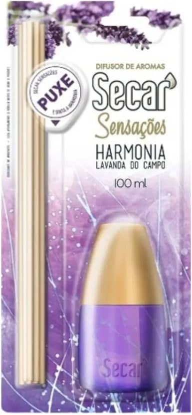 Difusor Aroma Lavanda Suave Secar Harmonia 100ml Com Varetas Perfume Contínuo Ambientes Sala Quarto Escritório Aromaterapia Terapêutico