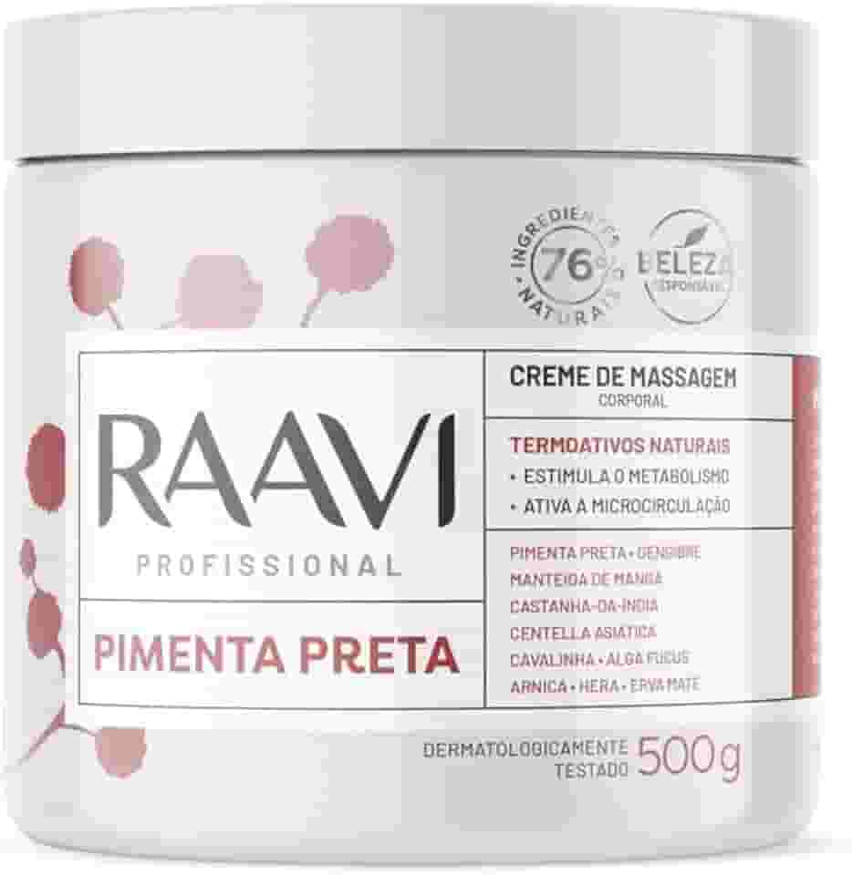 Raavi Creme De Massagem De Pimenta Preta Termoativo 500G
