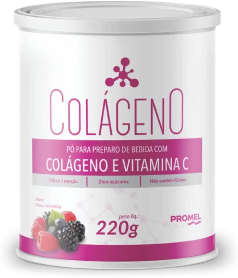 Colágeno Hidrolisado + Vitamina C Sabor Frutas Vermelhas 220g Promel
