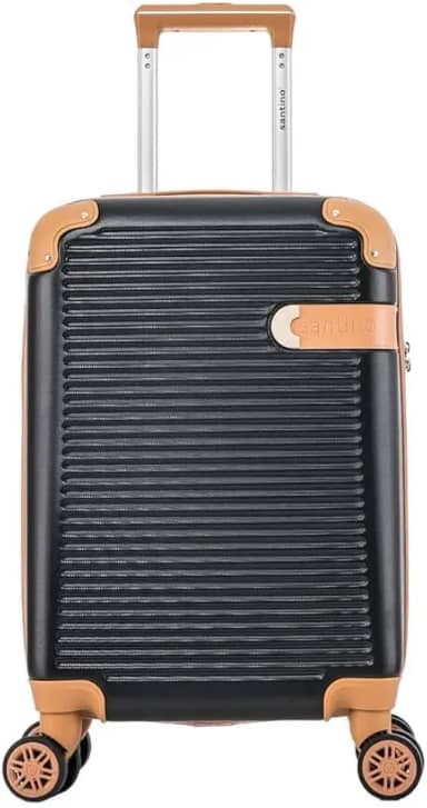 Mala de Bordo Rígida - Textura Canelada Distinta, Rodas Duplas Silenciosas 360°, Cadeado com Combinação Numérica | Leveza e Segurança Aprimoradas para Viagens (Preto, Pequeno)