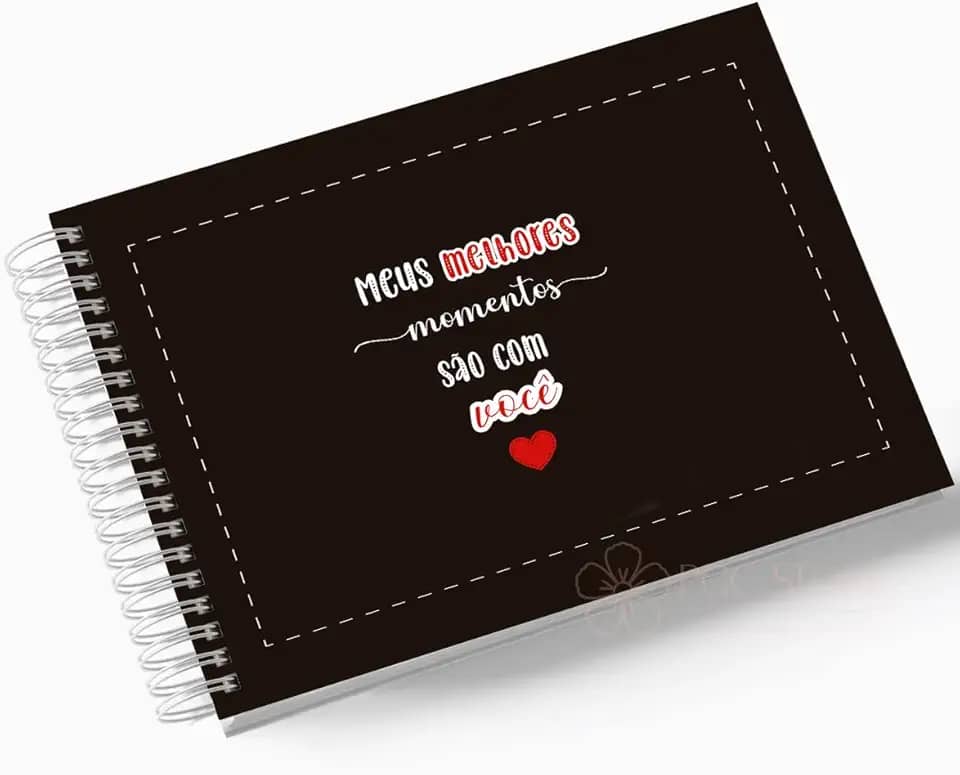 Álbum de Fotos Scrapbook papel Kraft 15x21cm 25 folhas Namorados