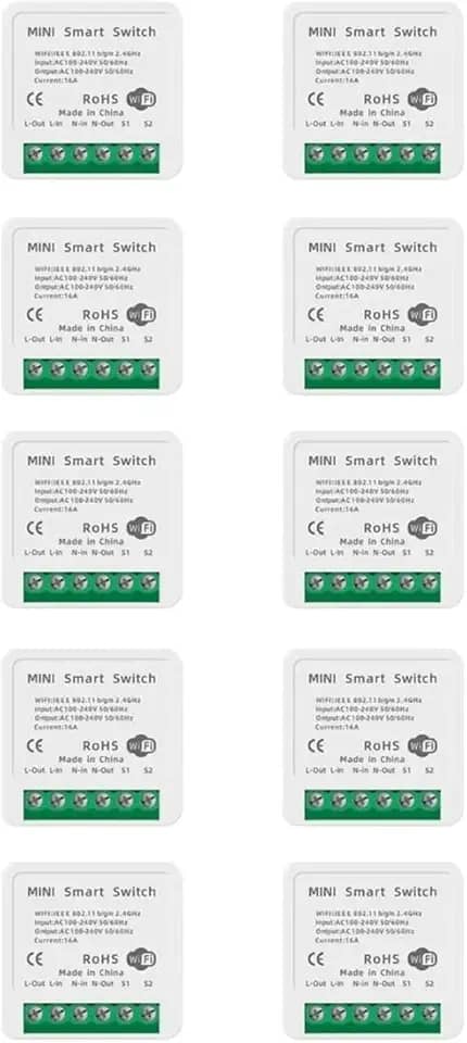 Kit 10 Mini Interruptor Inteligente Smart Switch 16A Wifi Automação Alexa Google Smart Life - Genérico