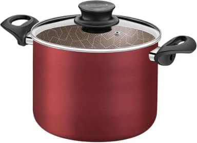 Caldeirão Tramontina Paris em Alumínio com Revestimento Interno e Externo em Antiaderente Starflon Max Vermelho com Tampa de Vidro 18 cm 3,1 L