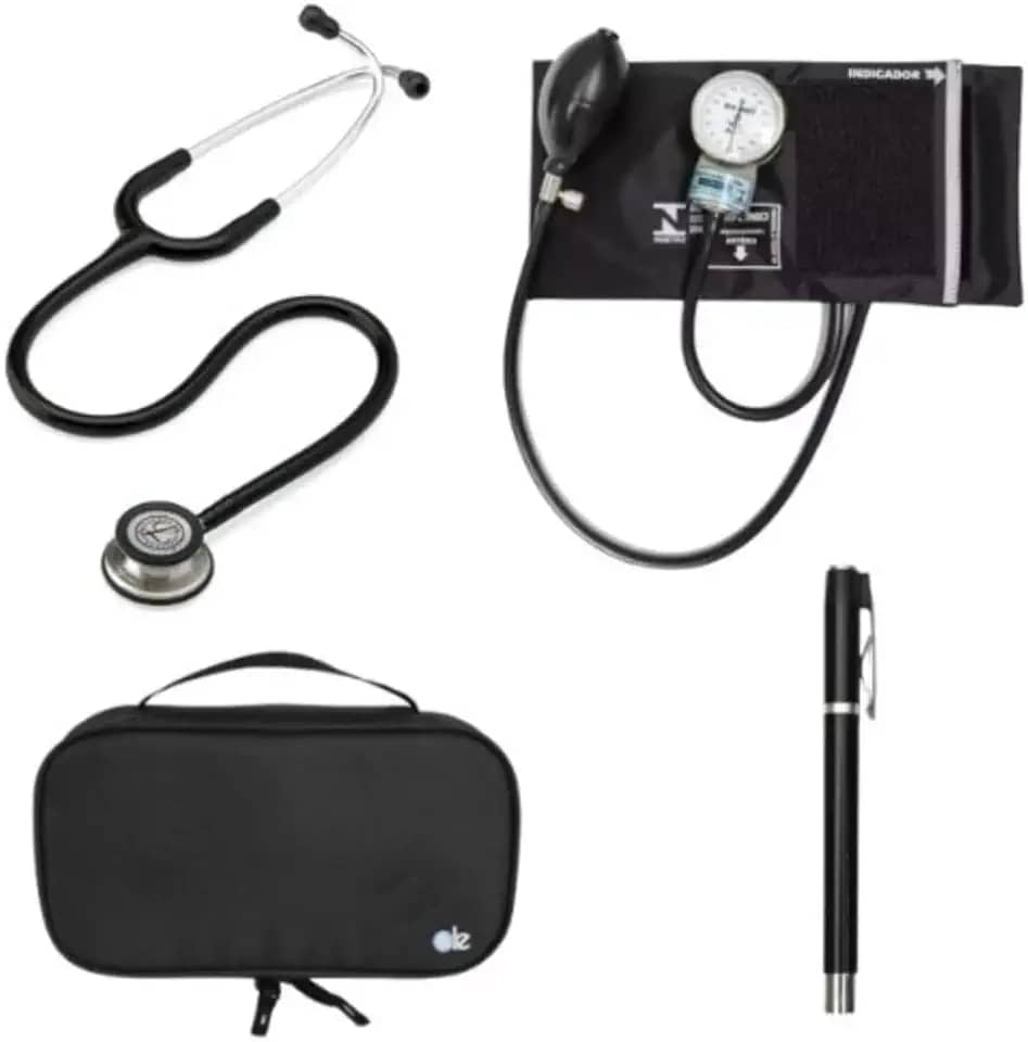 Kit Estetoscópio Classic III Preto 5620 + Case + Esfigmo + Lanterna