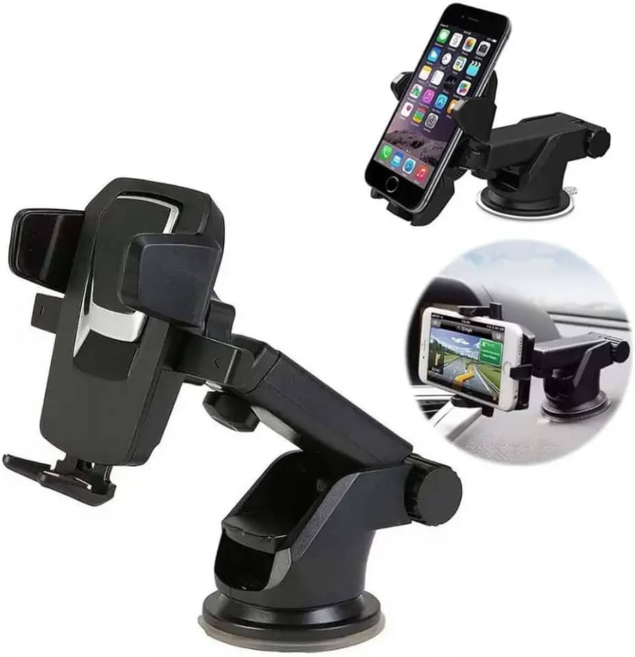 Suporte Veicular Celular GPS Universal Smartphone Ventosa Gruda Painel e Vidro Carro Trava Automática Anti Queda Waze Uber 99Taxi - Linha Premium Steel Hook