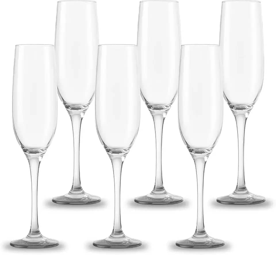 Jogo de 6 Taças de Champanhe Cristal Luxo 220ml para Brindes Casamentos e Festas Premium Elegante Durável Transparente Resistênte