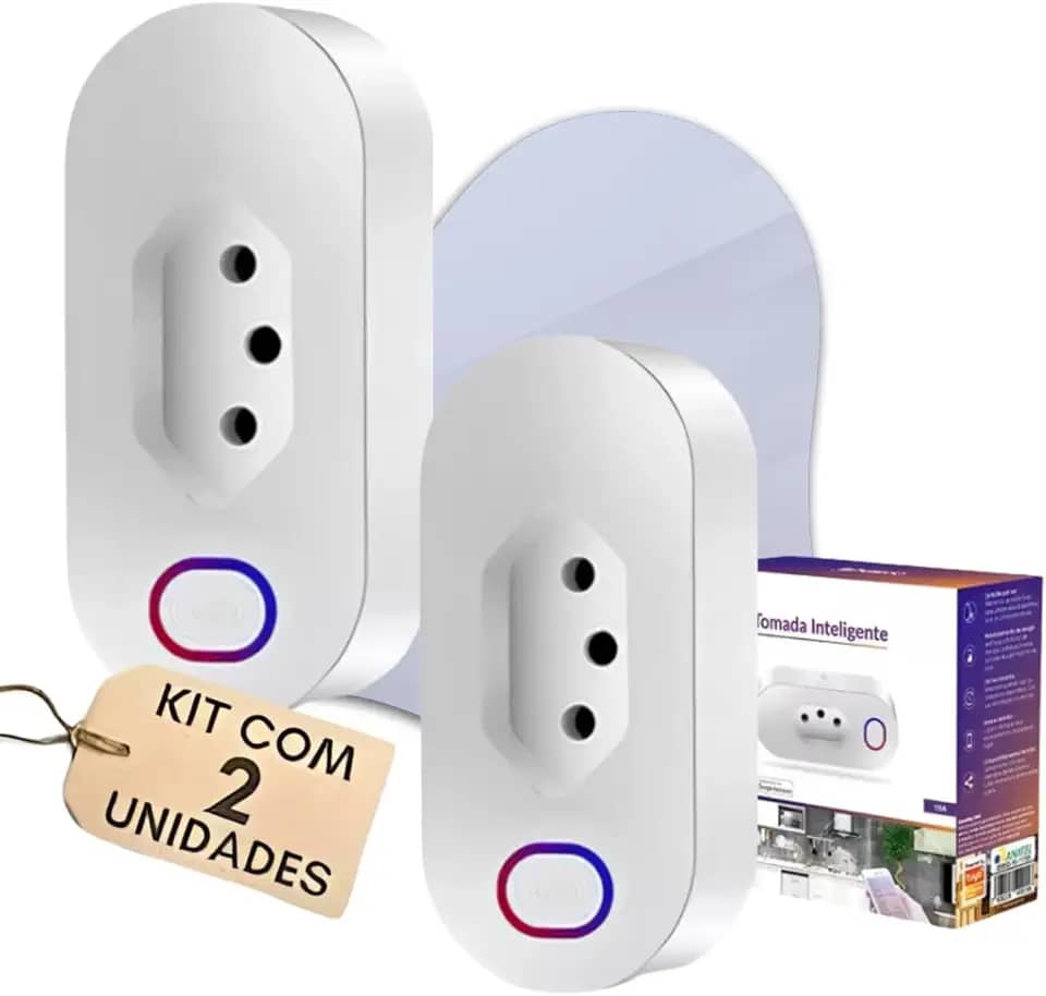 Kit 2 Tomadas Inteligente Smart Automação Wifi Google Home Alexa (16A)