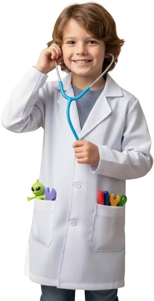 Jaleco Infantil Branco Manga Longa Unissex Escolar Laboratório Vários Tamanhos