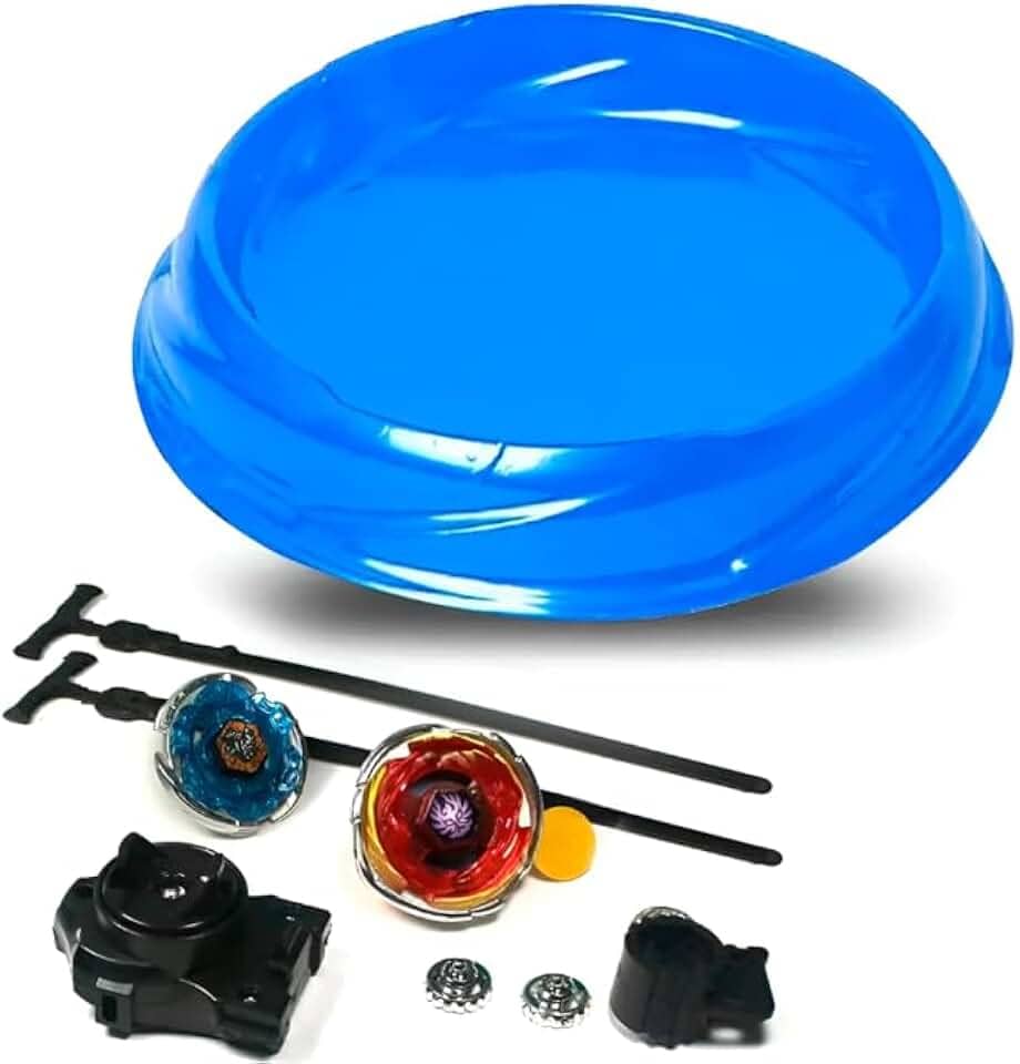 Kit Pião de Metal Battle com Arena 20cm, 2 Beyblades, 2 Lançadores