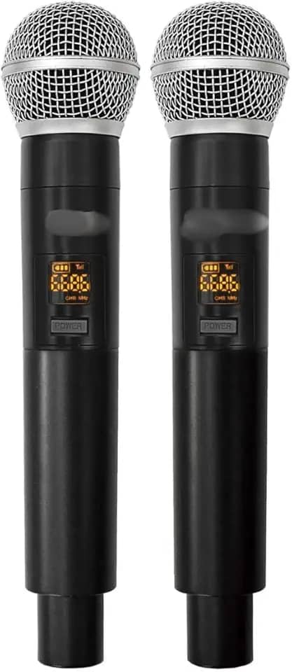 Microfone Sem Fio Profissional Duplo Dylan DW-602 Max – UHF com 26 Canais, Visor Digital e Cápsula Cardioide