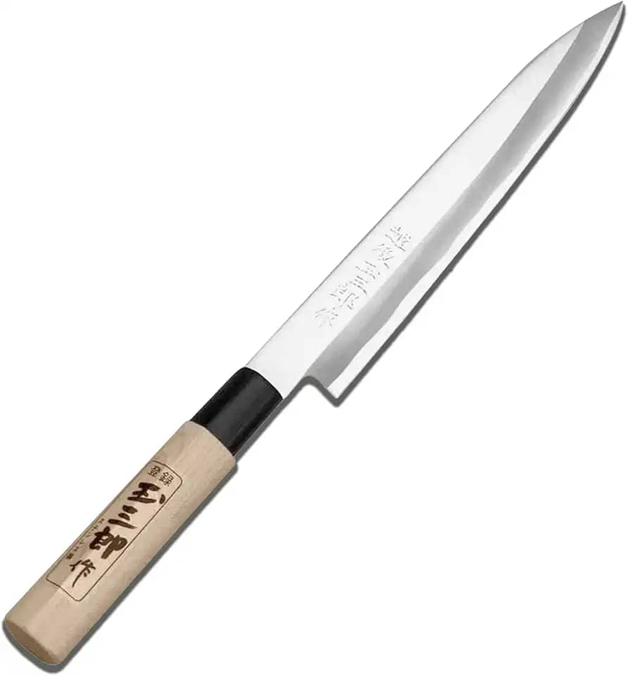 Faca para Peixe Sushi Sashimi Yanagiba Japonesa Aço Inox Cabo Madeira Tamasaburo 8"