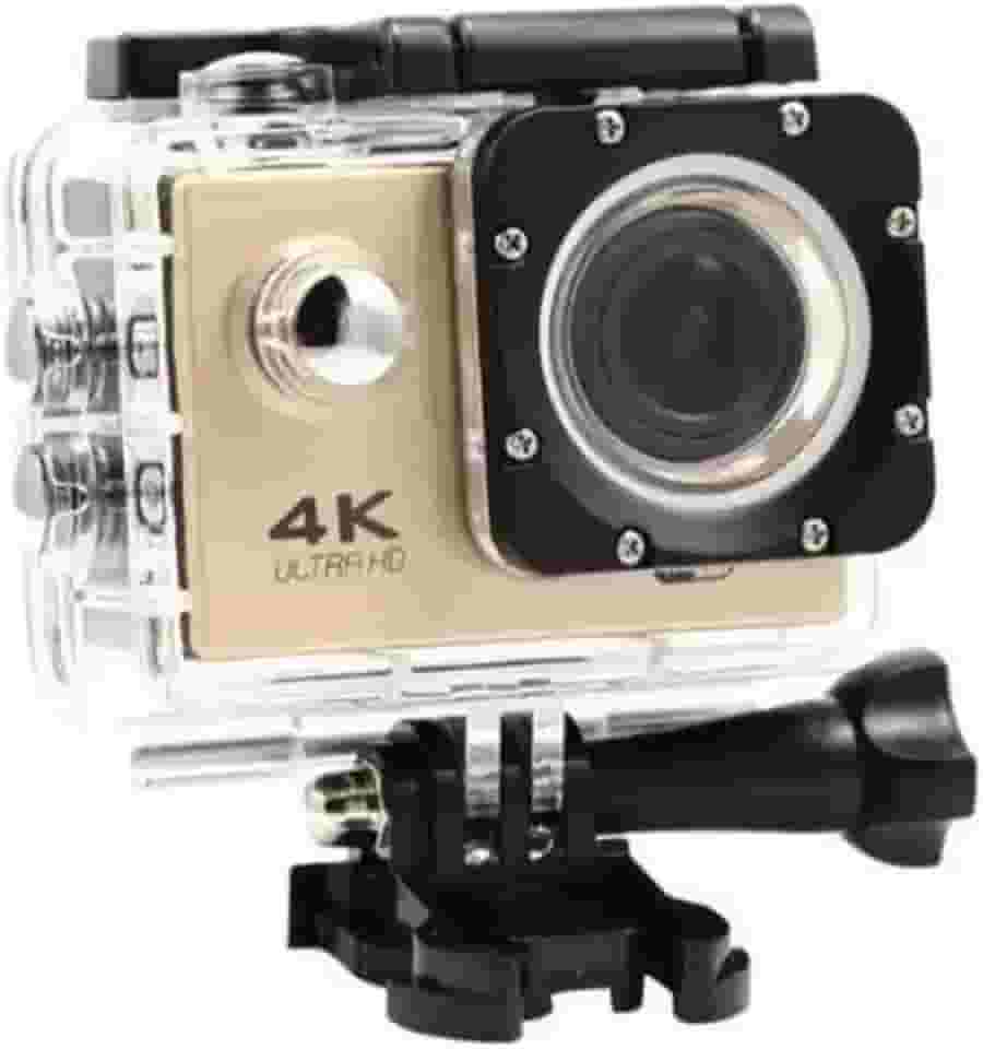 Câmera Esportiva Action Pro 4K Ultra HD Wifi, À Prova D'Água até 30 Metros, Tela LCD, 30FPS Bike Surf Ideal para Esportes Radicais (Dourado)