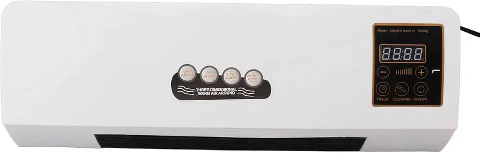 Pequeno ar condicionado, aquecedor montado na parede, ângulos amplos, operação silenciosa, uso duplo, eficiente, baixa potência para quarto e dormitório (com impressão)