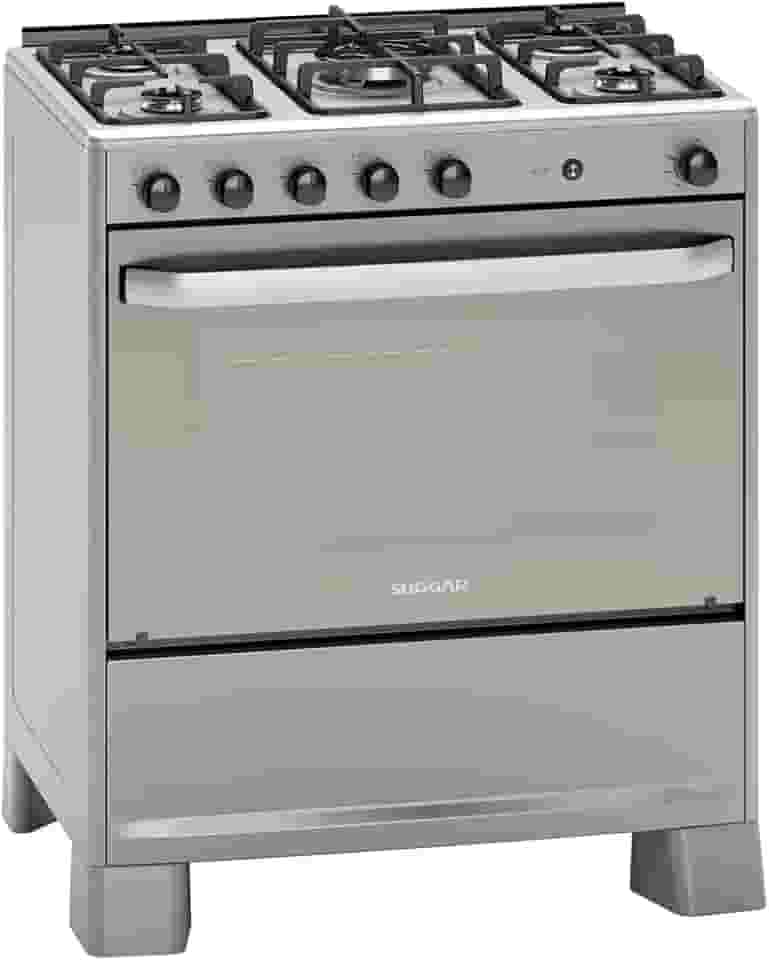 SUGGAR FOGÃO SELECT PRATA MESA DE INOX 5 BOCAS TRIPLA CHAMA TREMPES DUPLAS FERRO FUNDIDO PORTA ESPELHADA ACENDIMENTO AUTOMÁTICO BIVOLT FGISL510PRIX