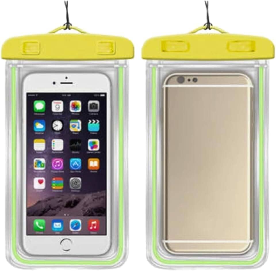 Capa Case Kit 2 Unidades A Prova D'água Impermeável para Celular Smartphone Capinha com Alça Universal Proteção 360º Completa Sensível ao Toque (Amarelo)