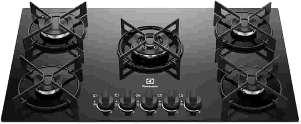 Electrolux Cooktop 5 Bocas Gás Electrolux Mesa de Vidro Efficient Tripla Chama e Grade Aço Fosco (KE5GT) Bivolt