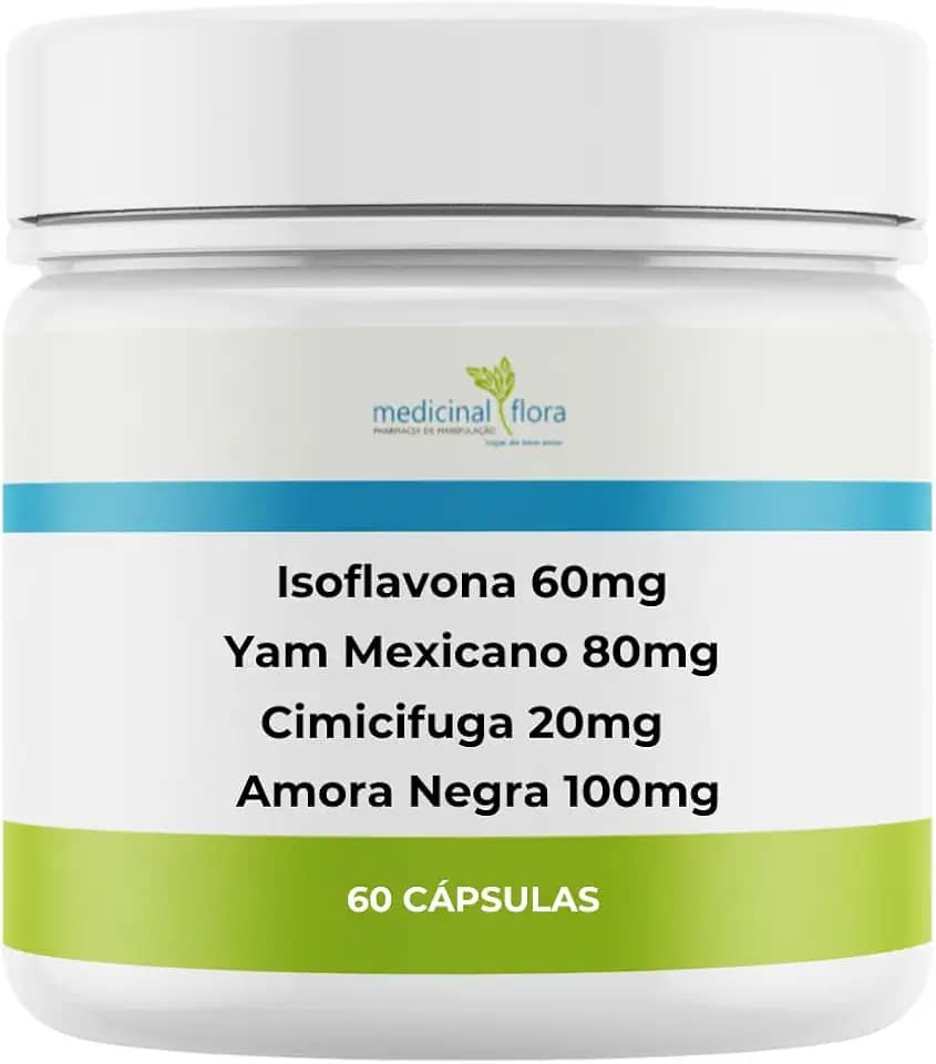 Composto Menopausa Isoflavona, Yam Mexicano, Cimicifuga, Amora Negra - 60 Doses
