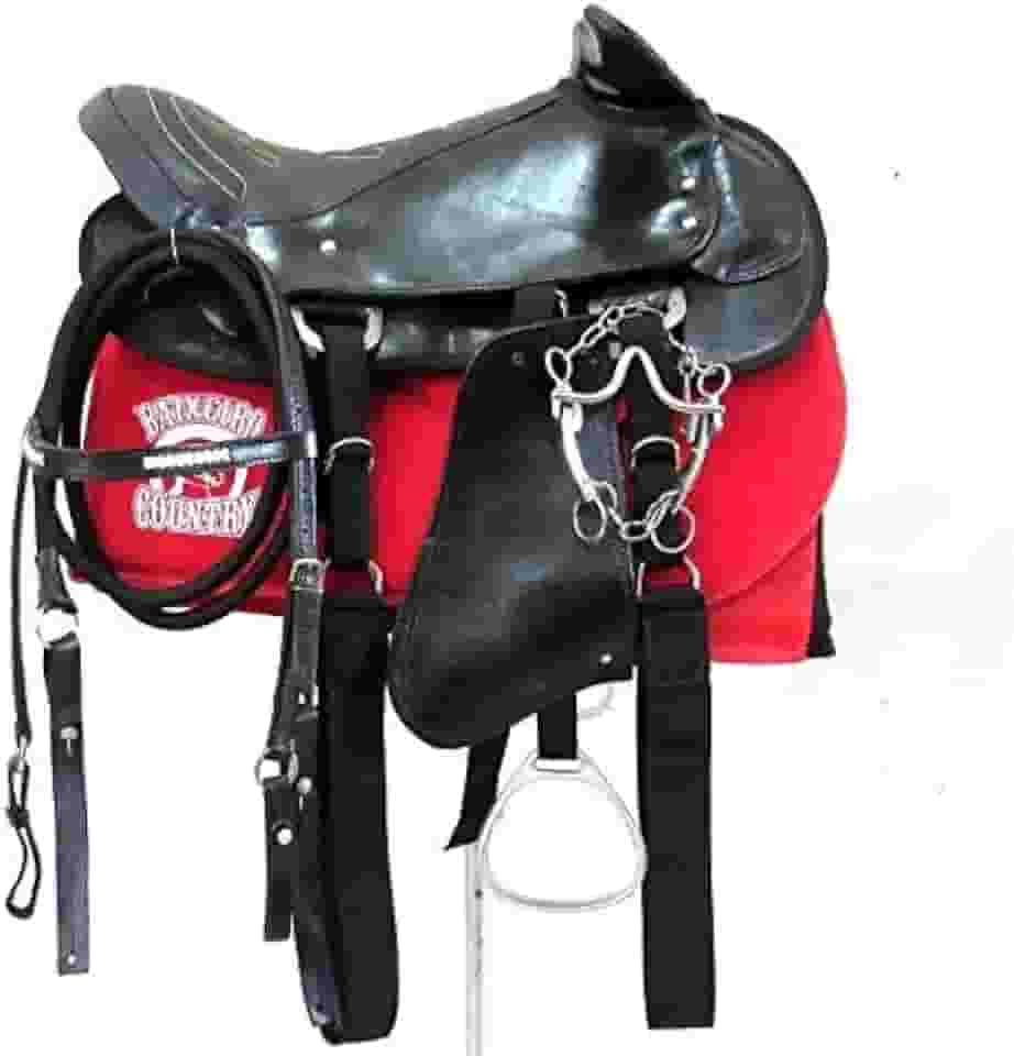 Sela Australiana De Cabeça Preta Para Cavalgadas e Passeios Completa Com Freio Inox e Baixeiro