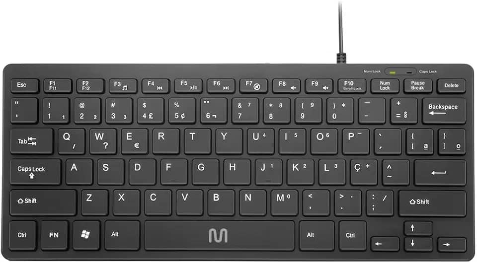 Teclado Com Fio Mini Multimídia Conexão USB Cabo de 150cm Teclas Chocolate Preto - TC154