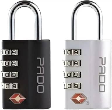 Kit 2 Cadeados TSA com 4 Dígitos de Senha para Mala de Viagem – Cores Prata e Preta