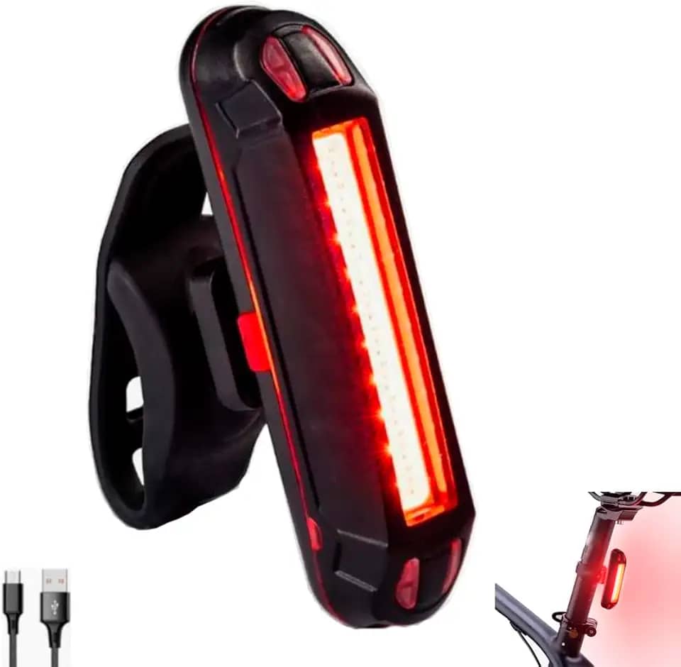Lanterna Para Bike Traseira 5 Modos de Iluminação Recarregável USB Sinalizador Bicicleta Luz Duas Cores - ROCCAMARE