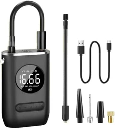 Calibrador Compressor Bomba De Ar Portátil Digital Mini Com Lanterna LED para Encher Pneus de Carro, Moto, Bike, Bicicleta, Bola e Piscina Inflável upMoura