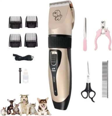 Máquina De Tosa Pets sem fio para Cachorros Gatos com Lâminas Precisas e com Altura Ajustável - Maquininha Profissional de Tosar e Recarregavel Bivolt 110V/220V Acompanha Acessórios - Linha Premium