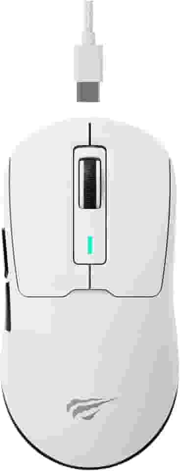 Havit Mouse Gamer Tri-Mode MS969SE White, Sem Fio e Com Fio, USB, Bluetooth, Wireless 2.4GHz, RGB, 6 Botões, 800-1600-2400-3200-6500-8000 DPI, Branco