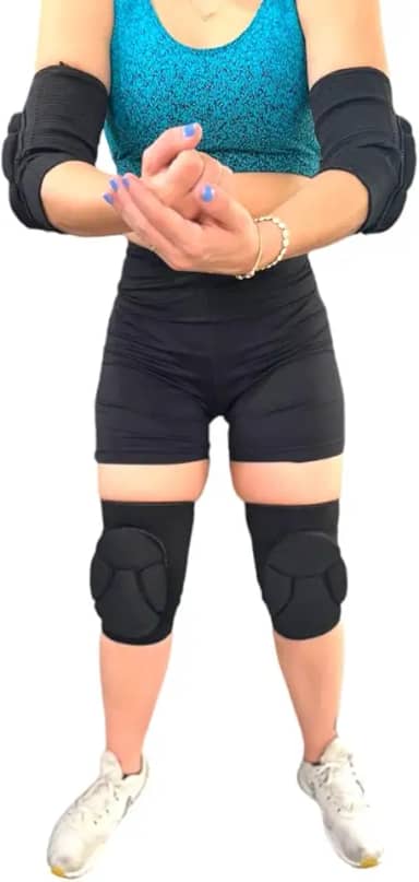 Kit de Proteção Esportiva, Joelheira e Cotoveleira Acolchoada, Preto, para Vôlei, Futsal e MMA